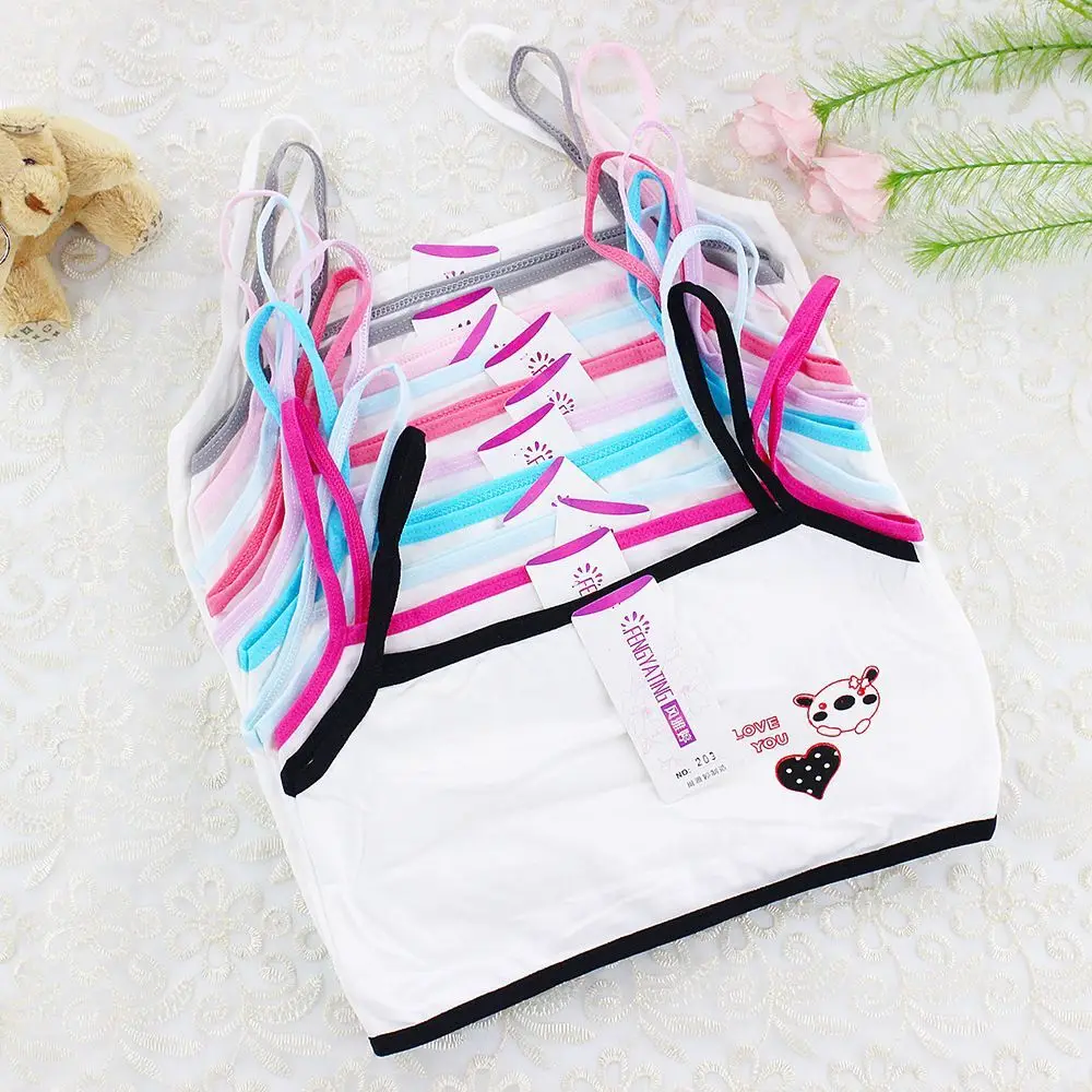 4pcs Teen Bra Girl Vest Cotton Spandex Big Girl's Sport 6-12 Years Adolescente Kids Underwear Letter Racerback Training sports bra training bra cotton bra