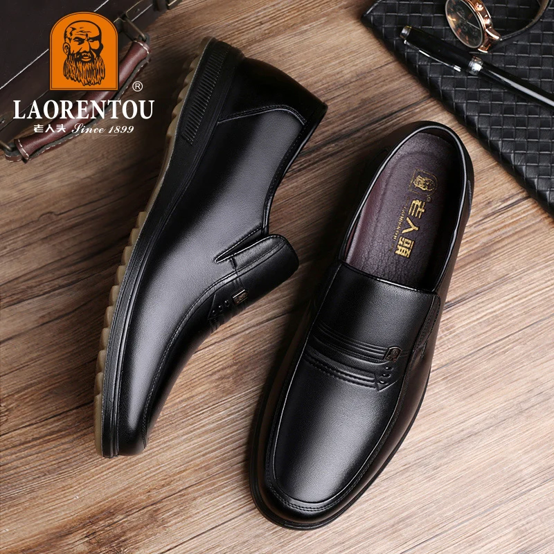 LAORENTOU genuine leather breathable cow tendon sole soft sole anti slip casual leather shoes, size 37-47, dad's shoes 21067n 5