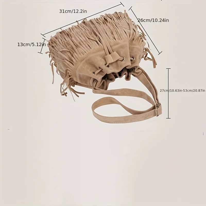 حقيبة عصرية بشرابة مخملية ناعمة للنساء مع دلو بربا...