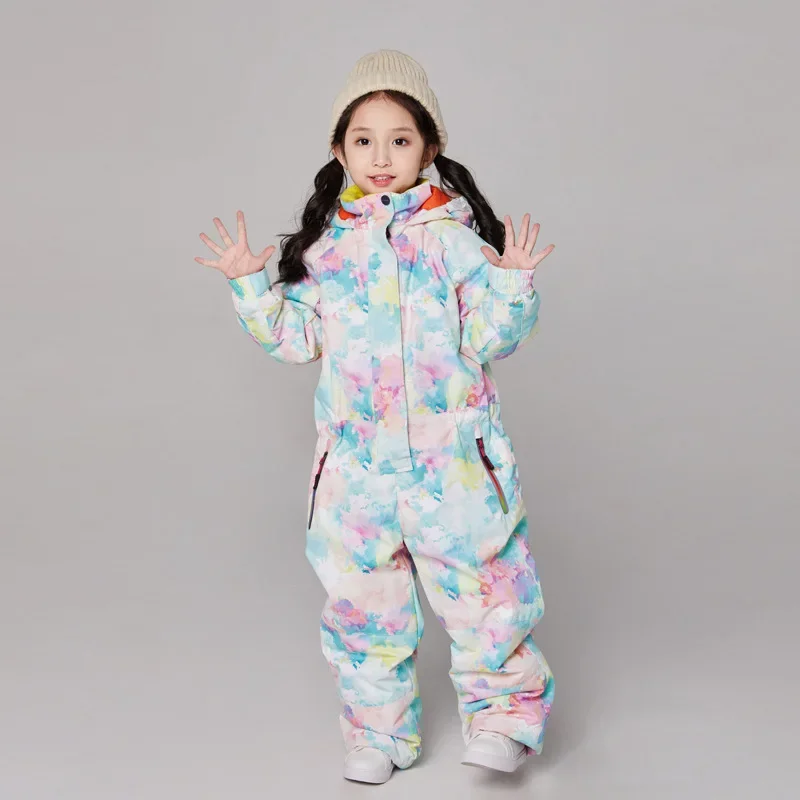 Winter Baby Children Ski Suits Boys Windproof One Piece Suit Girls Waterproof Thickened Insulation Outdoor Snowboarding Jumpsuit 3