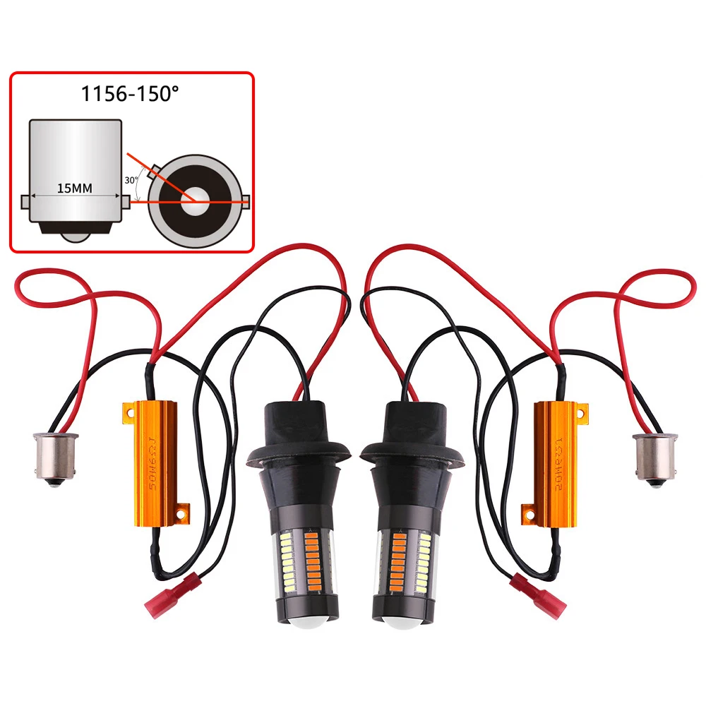 2pcs 1156 bau15s p21 5w canbus   ba15s p21w T20 7440 4014 66SMD   ÷   Drl ְ     õ 12V