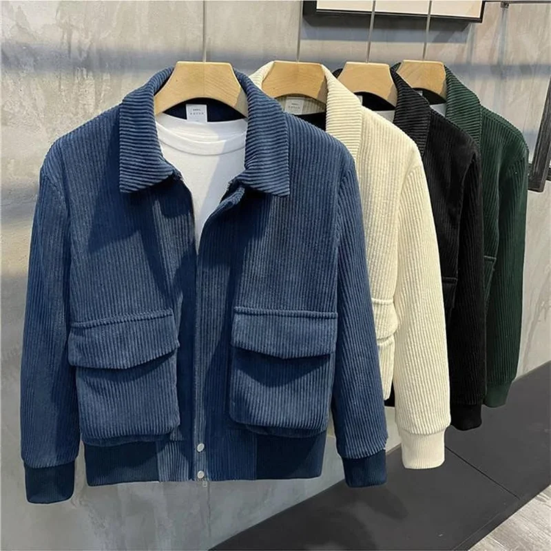 

Men's Corduroy Jacket Korean Fashion Casual Jacket Spring and Autumn Street Fashion Men's Jacket Handsome Lapel Jacket 2023