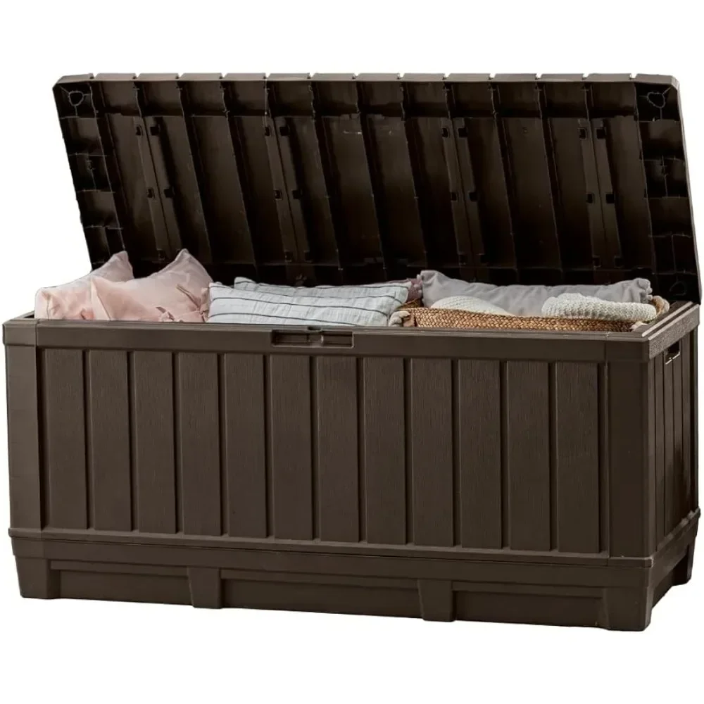 

Keter Kentwood 92 Gallon Resin Deck Box-Organization and Storage for Patio Furniture Outdoor Cushions, Throw Pillows,