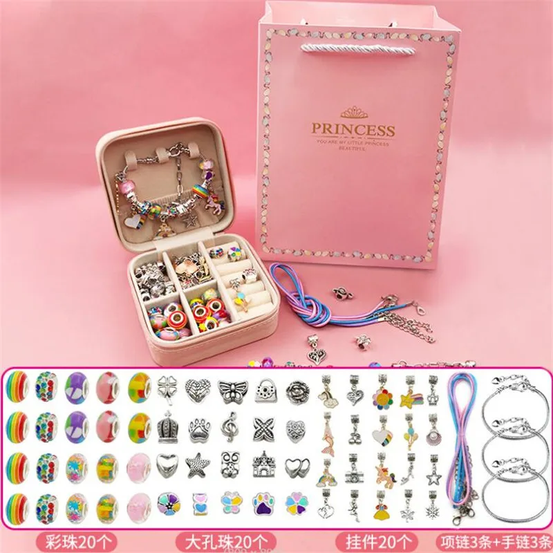 DIY Beaded Bracelet Set With Storage Box Christmas Gift Acrylic Large Hole Beads Girls Bracelet Handmade Diy Jewelry Making Kit