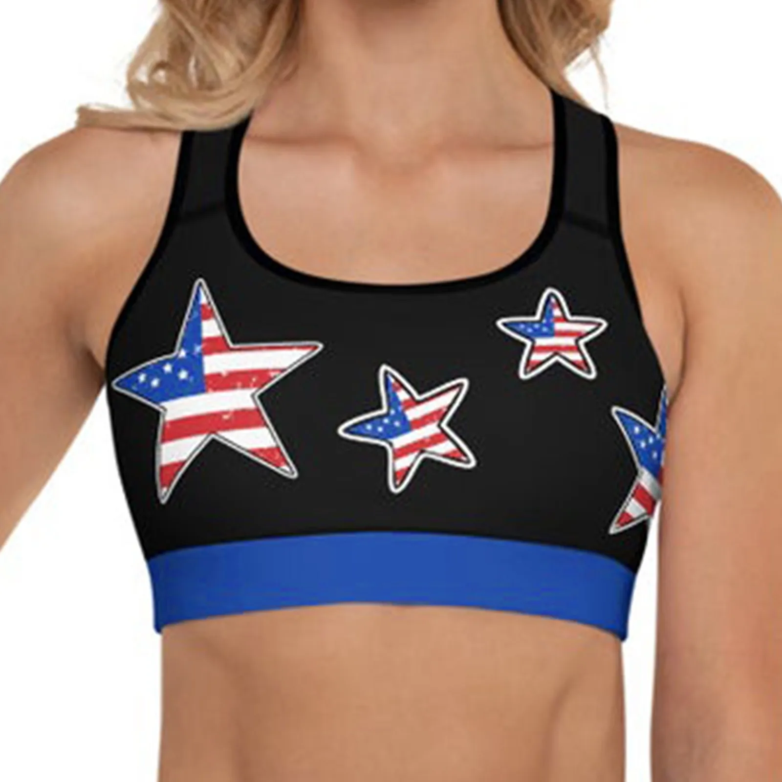 Cotton Camisole With Shelf Bra Women Blouse Usa American Flag