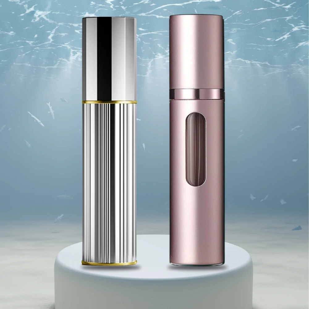 TonkinTen 향수 무화기, 리필 가능한 미니 바닥 충전, 빈 알루미늄 시각화 창, 향수병 2 개 팩, 5ml