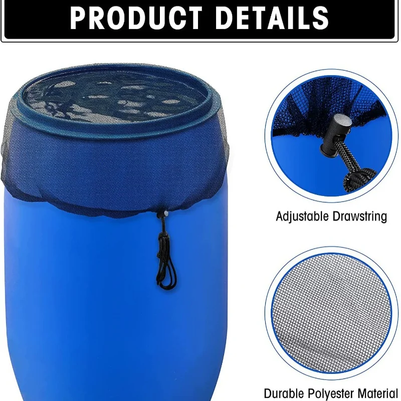 Rain Barrel Cover 60/80/85/90/95/100CM Mesh Cover Netting for Rain Barrels Water Collection Buckets Cover Water Tank Protection Lid Gardening Tool