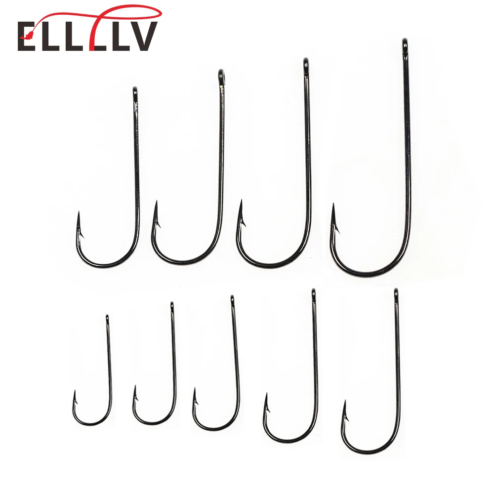 50pcs Aberdeen Long Shank Fish Hook Saltwater Fresh Water Fishing Hooks