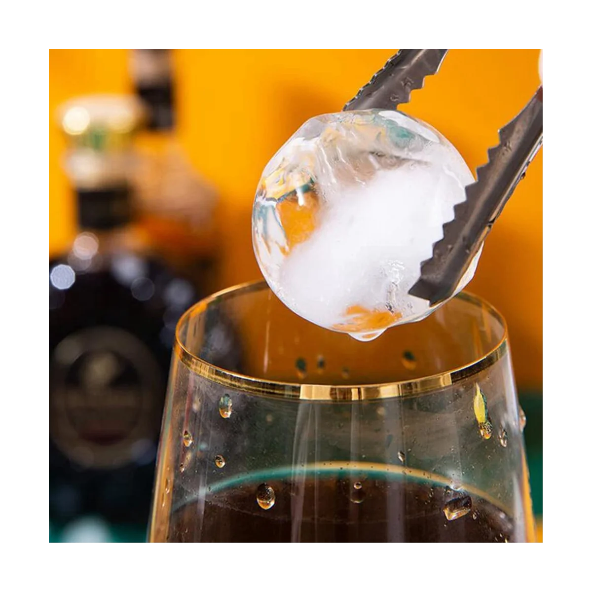 Round Ice-Cube Tray, Reusable Easy-To-Release Ice Ball Mold Tray for Whiskey, Cocktails Ice Ball Manufacturing Orange