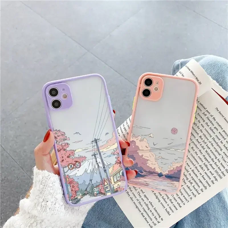 Anime Landscape Oil Painting Anti-Drop Transparent Phone Case Cover