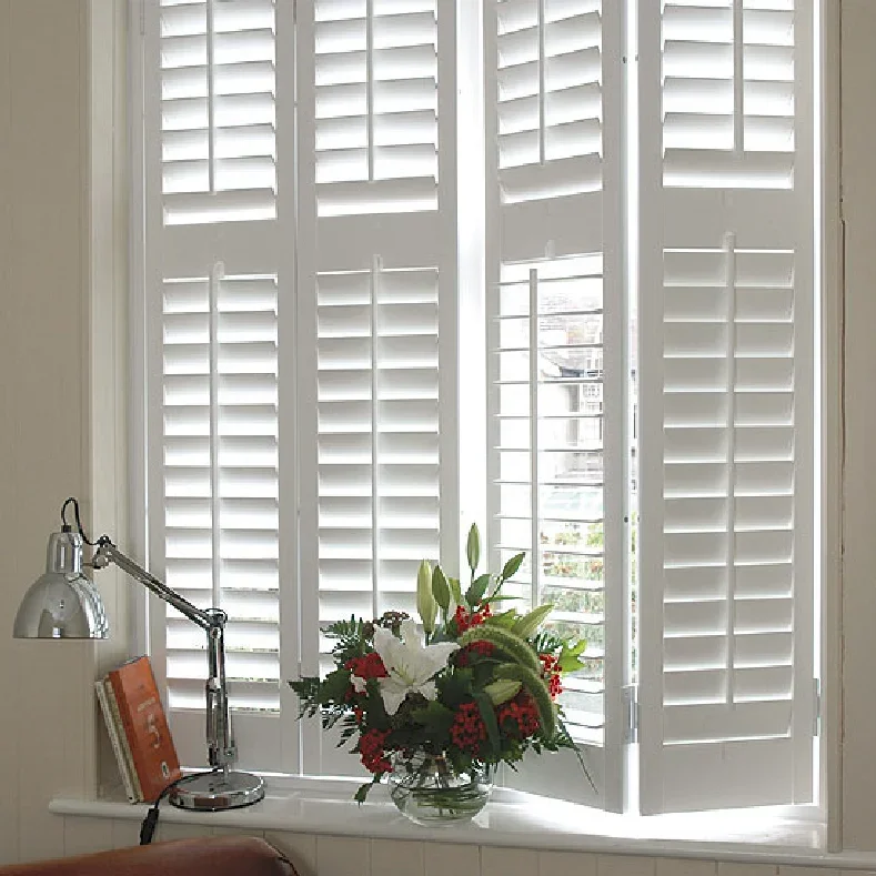 

Hot Selling PVC Faux Wood Wooden Plantation Shutters Guangzhou Flexible Price Modern Design Style