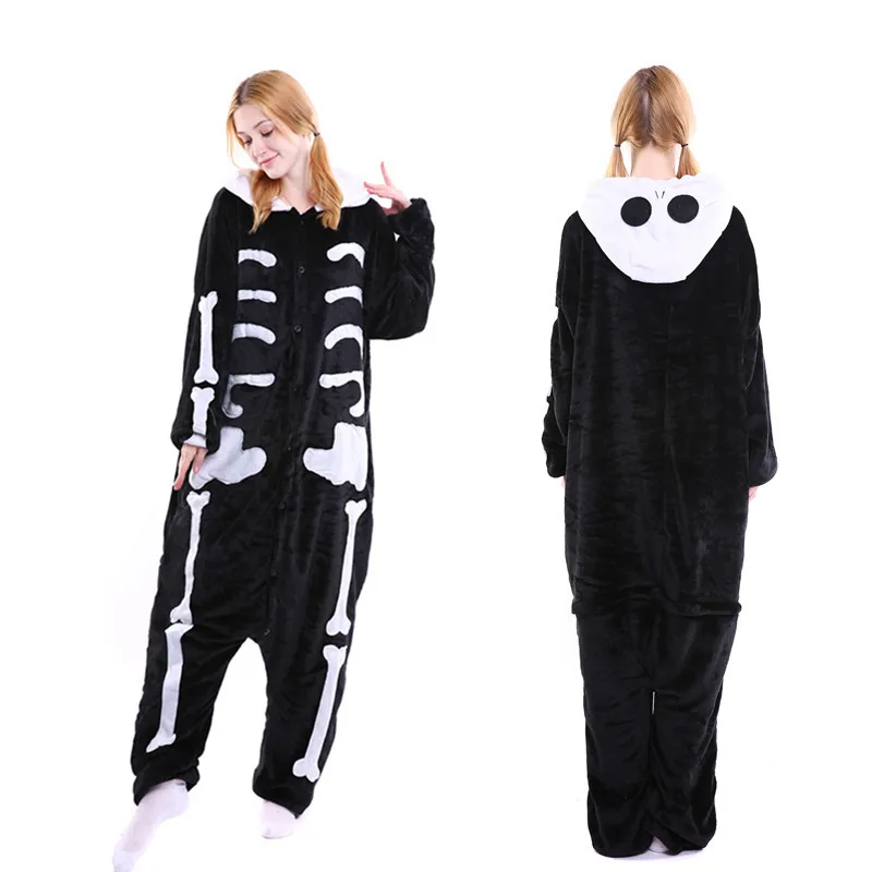 

Skeleton Adult Halloween Onesie Cartoon Anime Pajamas For Women Men Animal Kigurumi Pyjamas Homewear Cosplay Party Costume