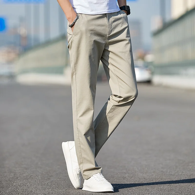 Slim Fit Men's Casual Pants Four Season Lightweight Business Western-Style Easy Maintainance Comfortable Men's Trousers