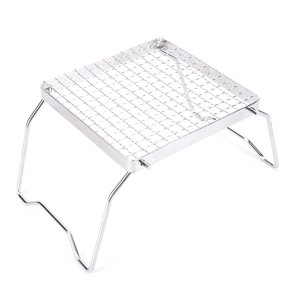 Mini Barbecue Grill Stand Stainless Steel Foldable Stove Pot Rack Heat Resistance Gas Stove Stand for Outdoor Camping Hiking