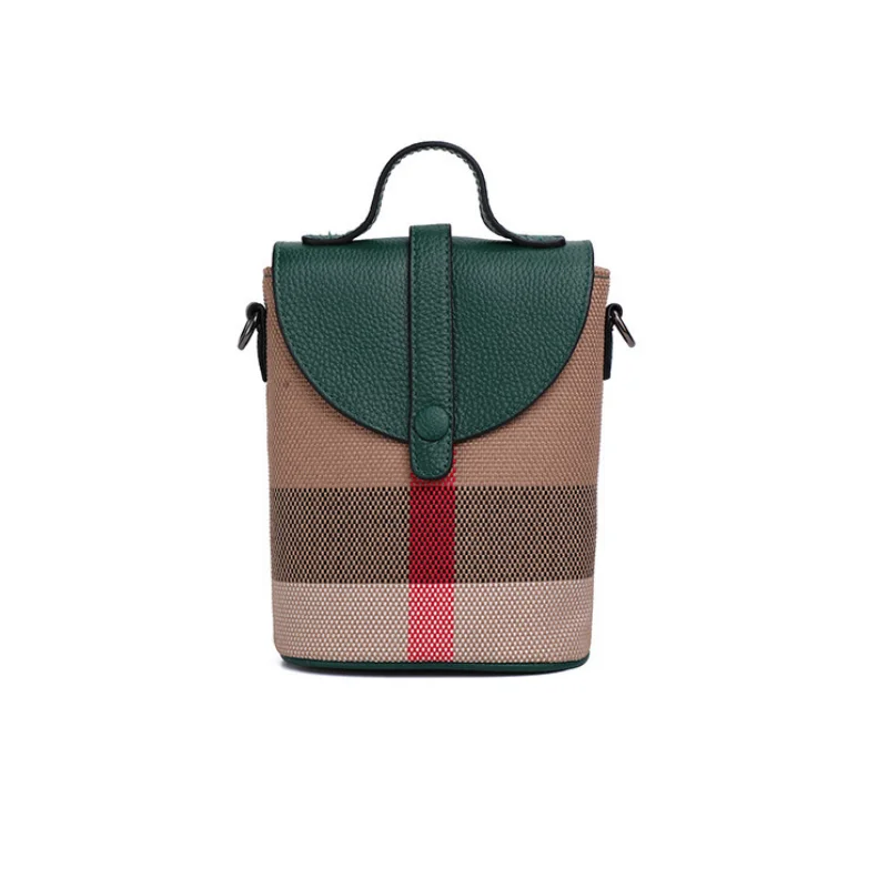 Mini Lattice Canvas Leather Crossbody Ladies Bag Zipper Mobile Phone Bag Fashion Handbag Women Casual Shoulder leather handbag crossbody bags canvas bag women handbags