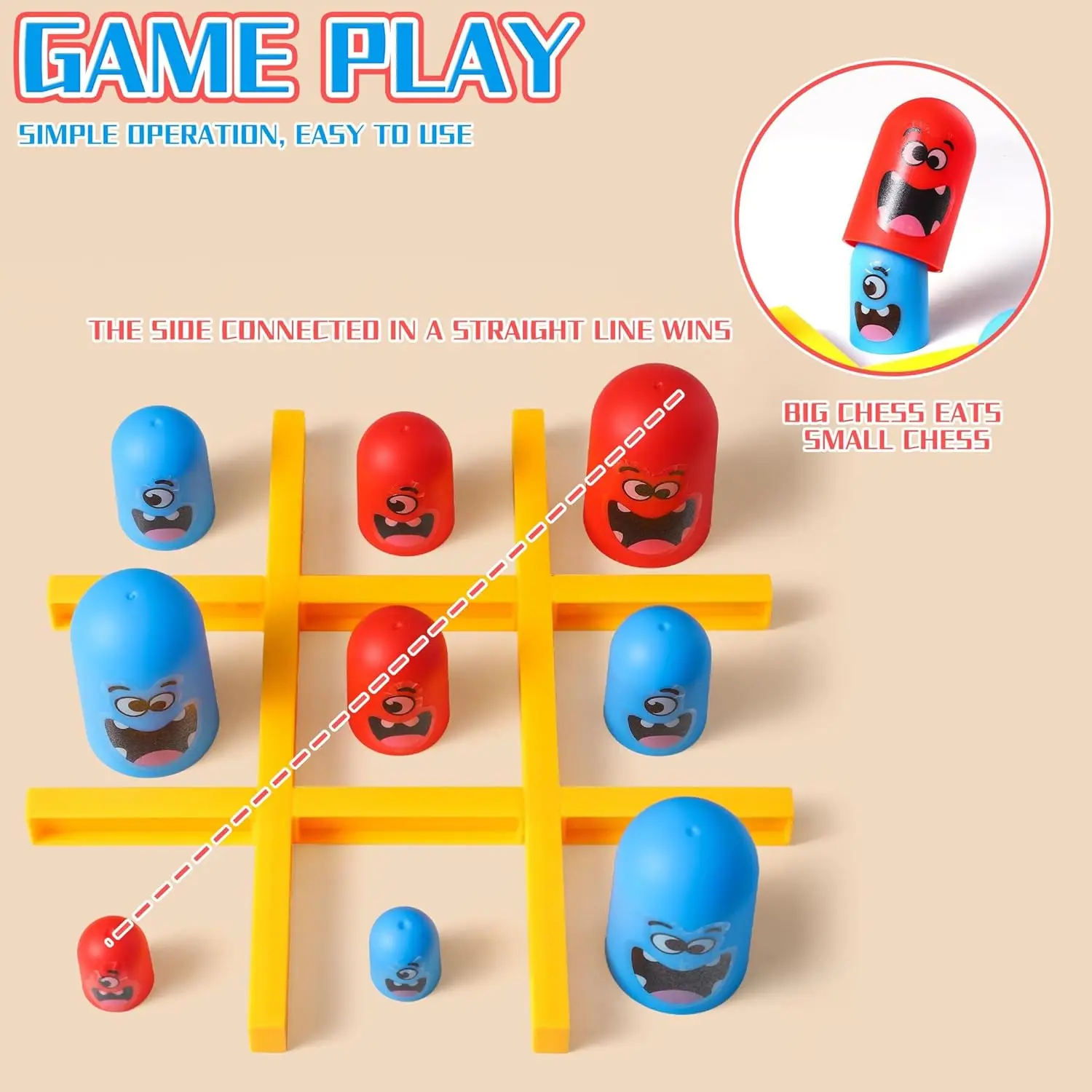 Funny Table Board Games Tic Tac Toe Intellectual Big Eating Small Chess Interactive Multiplayer Party Games Toys for Kids Adult 3