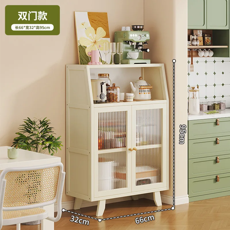 Bamboo Kitchen Sideboard Storage Cabinet Organizer-Pot Pan Home Utensils & Dinnerware Rack for Living Room