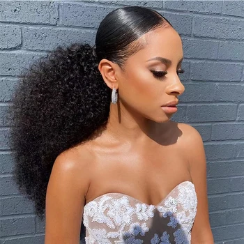 Alternative view of Sylhair Drawstring Curly Ponytail Extension for African Women Afro Kinky Curly Hair Pieces Synthetic Heat Resistant