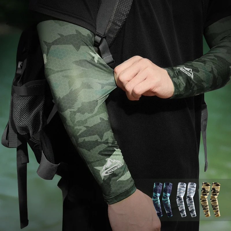 Sunscreen Sleeves for Men YECCTY S112 Summer Outdoor Fishing Ice Silk Lightweight Breathable Anti Slip UV Resistant Sleeves