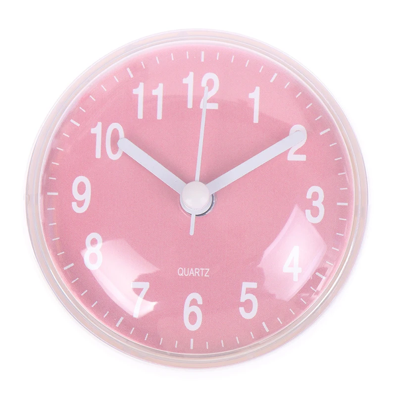 1PC Mini Sucker Wall Clock Bathroom Anti-Fog Waterproof Kitchen Toilet Small Quartz Table Clock Round Waterproof Shower Clock 