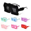 Oversized Plush Sunglasses Style Party Christmas Halloween Cosplay Winter Shades Soft Fluffy Square Frame Sun Glasses for Women 1