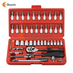 46 in 1 Ratchet Wrench Set With Socket Accessories Screwdriver Bits Torque Wrench Household Toolbox Hand Tool Auto Repair Tools