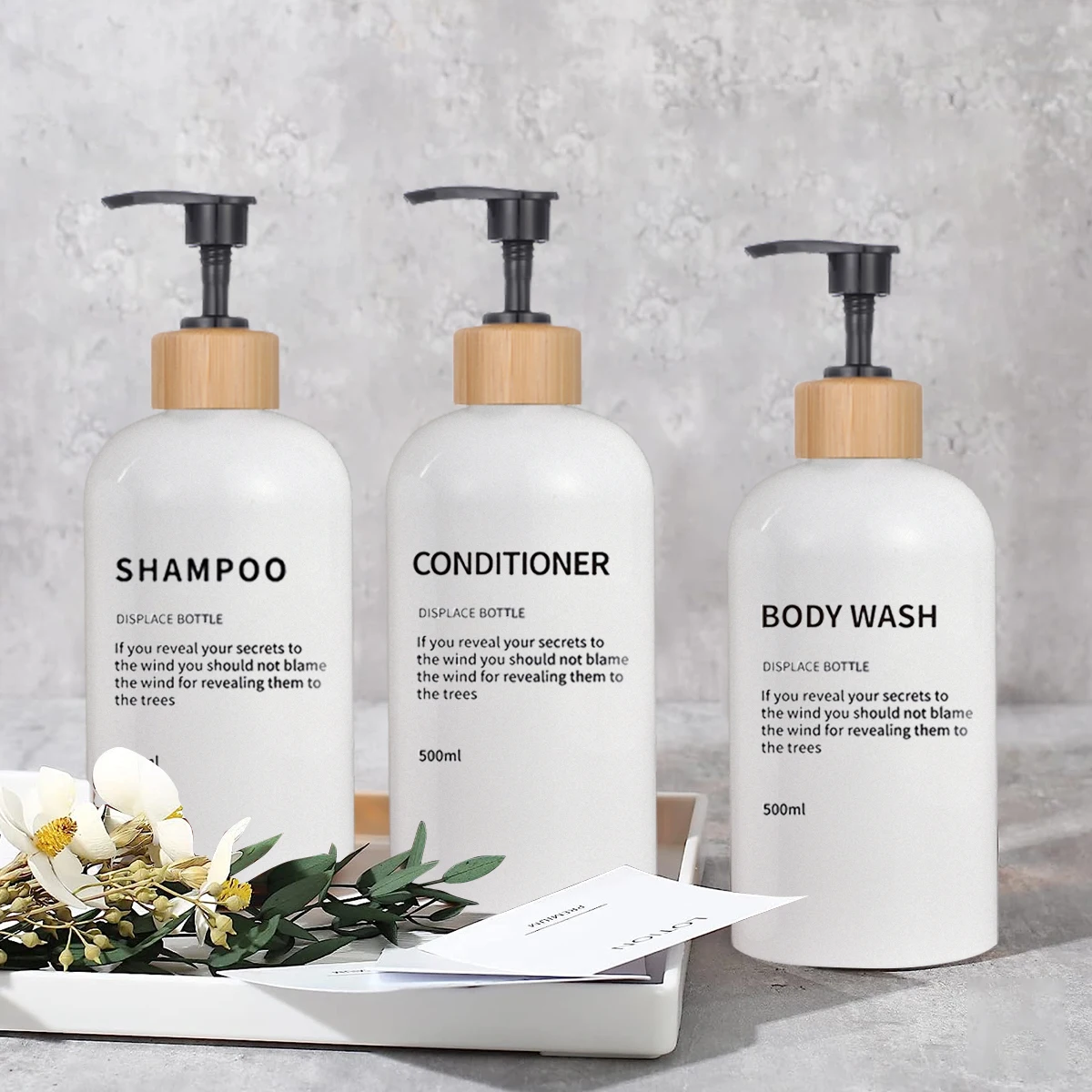 3 Pack Soap Dispenser Shampoo and Conditioner Dispenser Body Wash Shower Bottles Refillable Lotion Dispenser Bottle 2