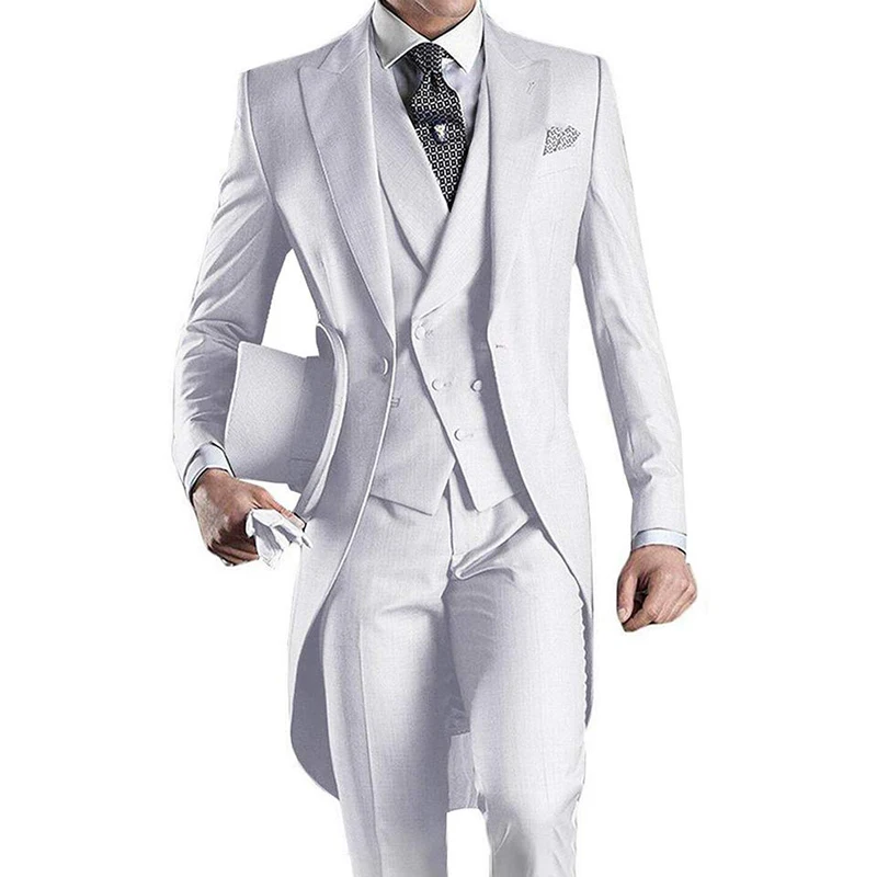 Mens Suit 3 Pcs Wedding Tailcoat Tuxedo Jacket Pants Vest