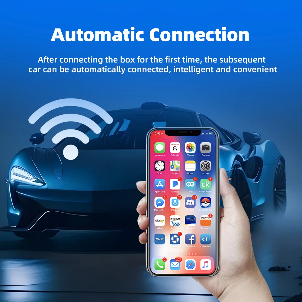 2025 2in1 Wireless Carplay&Android Auto Box 2in1 Wired to Wireless Dongle Automatic Connect Adapter Bluetooth Plug&Play Mini Box