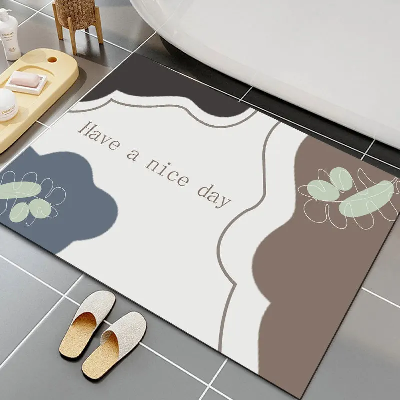 thumbnail image 1 of Alfombrilla de baño con estampado de letras simples, superabsorbente, antideslizante, para entrada, baño, sala de estar, alfombrillas de diatomeas, 1 of 5