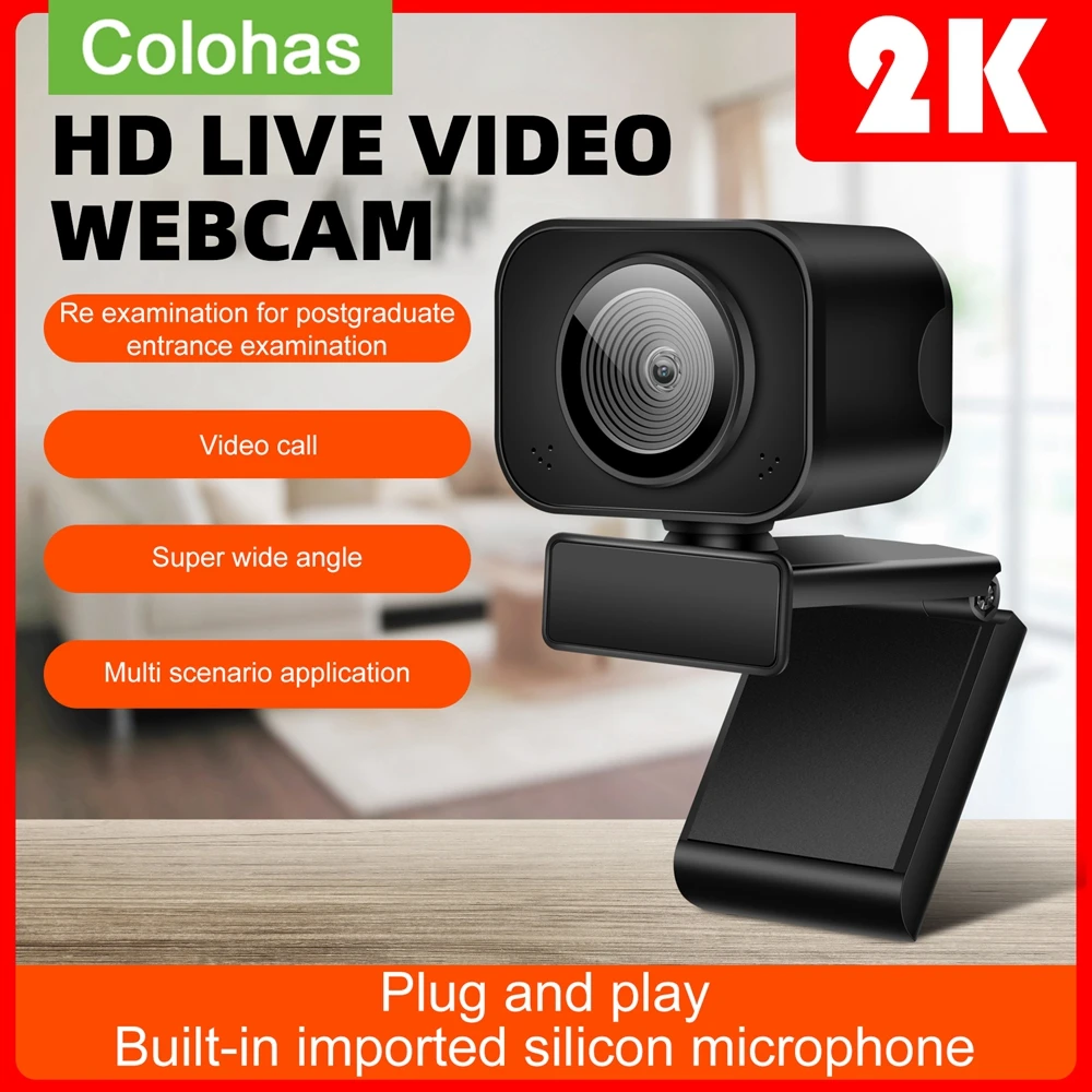 1440P Full HD 2K Webcam para PC con Windows 10 PC Cámara Web con Cubierta y  Trípode Cámara USB con Micrófono para Monitor para Videollamada Webcam con  Zoom Streaming Video Camera para