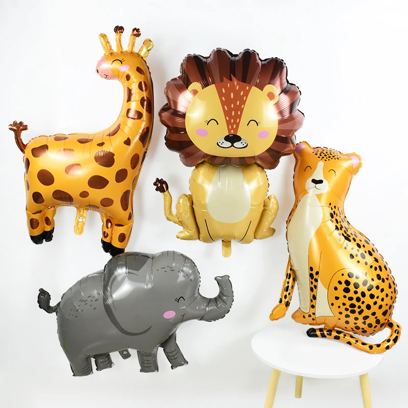 

Cartoon Animals Balloons Lion Monkey Elephant Foil Balloon Jungle Safari Theme Birthday Party Baby Shower Air Globos Decorations