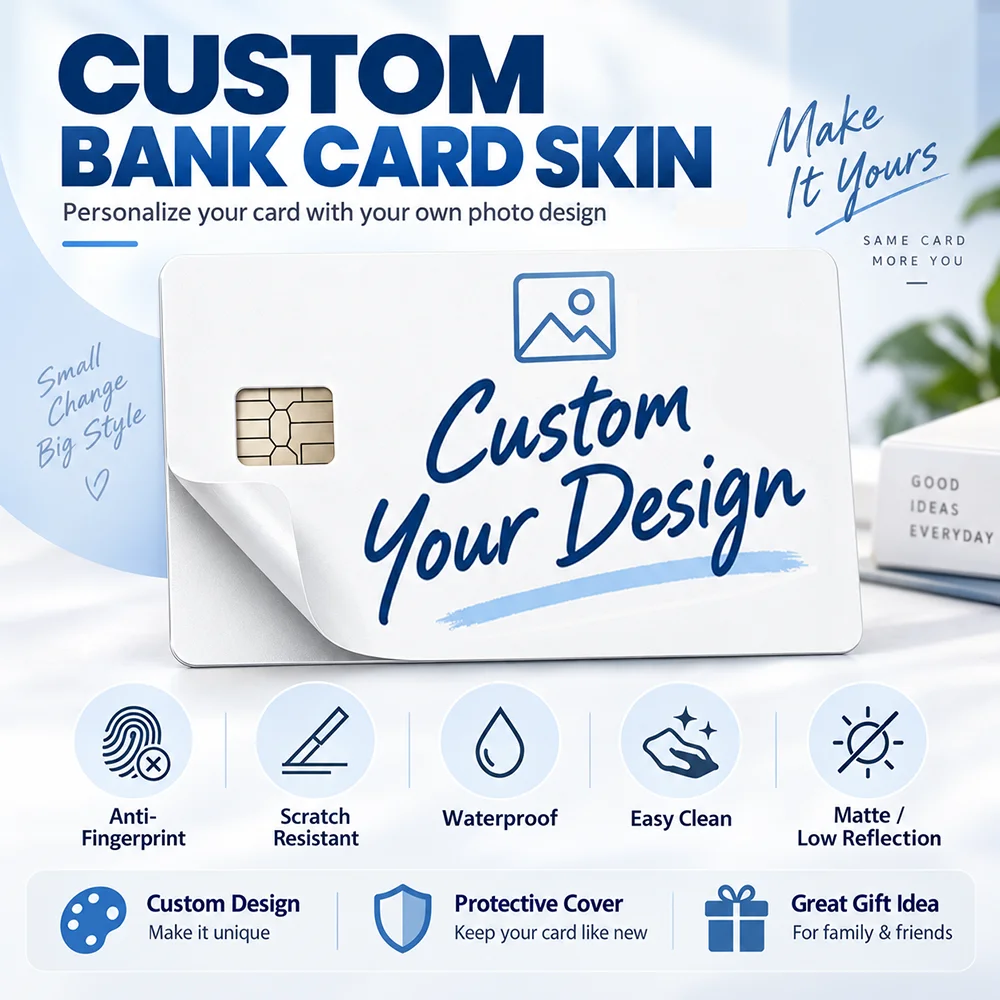 Custom Design Credit Card Sticker Set - 4-Piece Personalized Cover Set