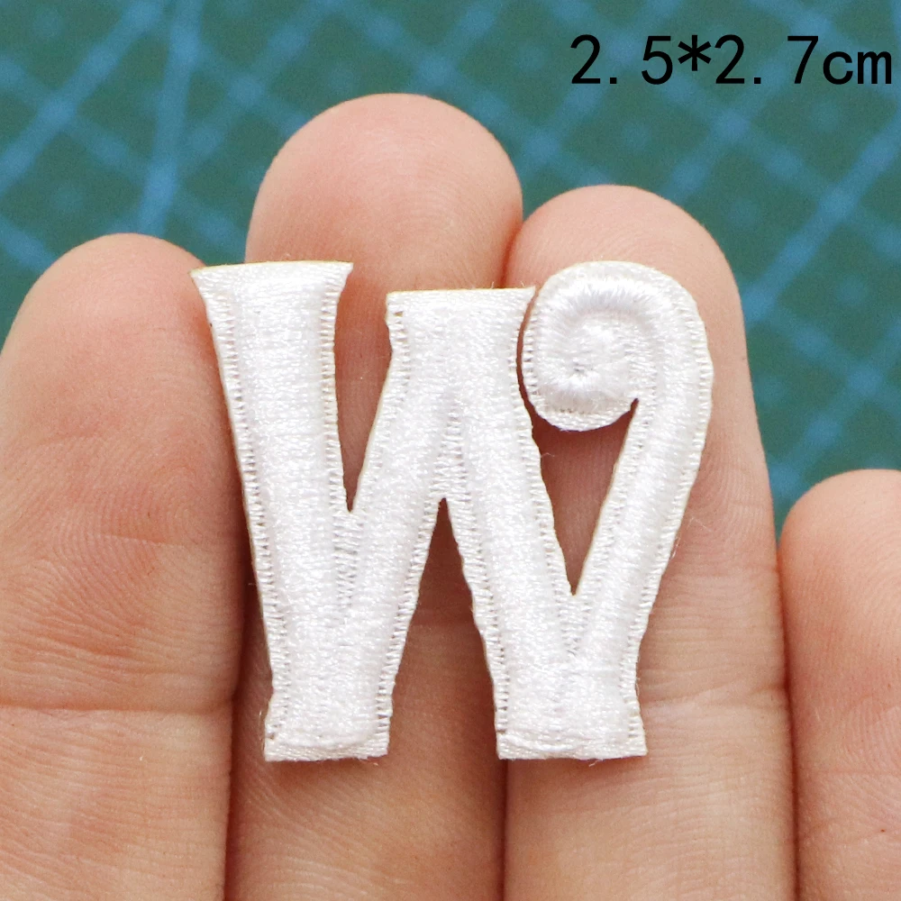 1PC Kleine Weiße Selbstklebende Gestickte Buchstaben Patch DIY Name Patches Eisen Auf Alphabet Applikationen Nähen Jacke Mäntel Abzeichen – Detail 24