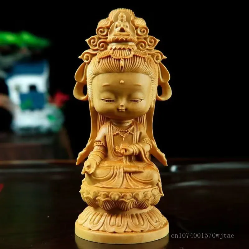 

Boxwood Carving Mini Guanyin Sculpture, Household Decoration, Lovely Car Ornaments, Buddha Handicrafts, 1Pc