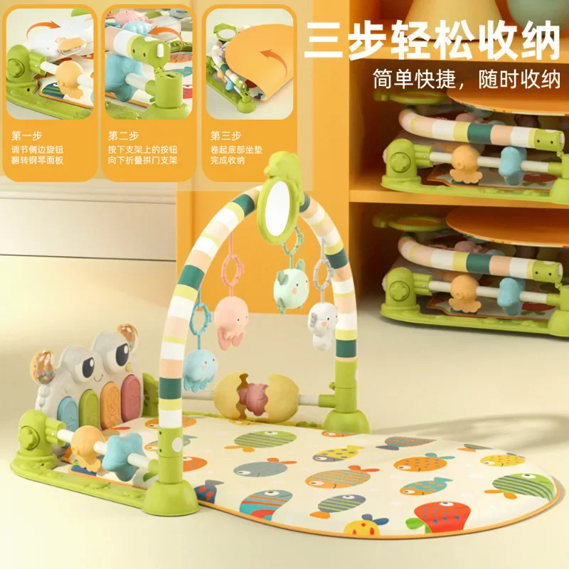 Baby Music Rack Play Mat Puzzle Carpet with Piano Keyboard Infant Playmat Gym Crawling Activity Rug Toys for 0-12 Months Gifts