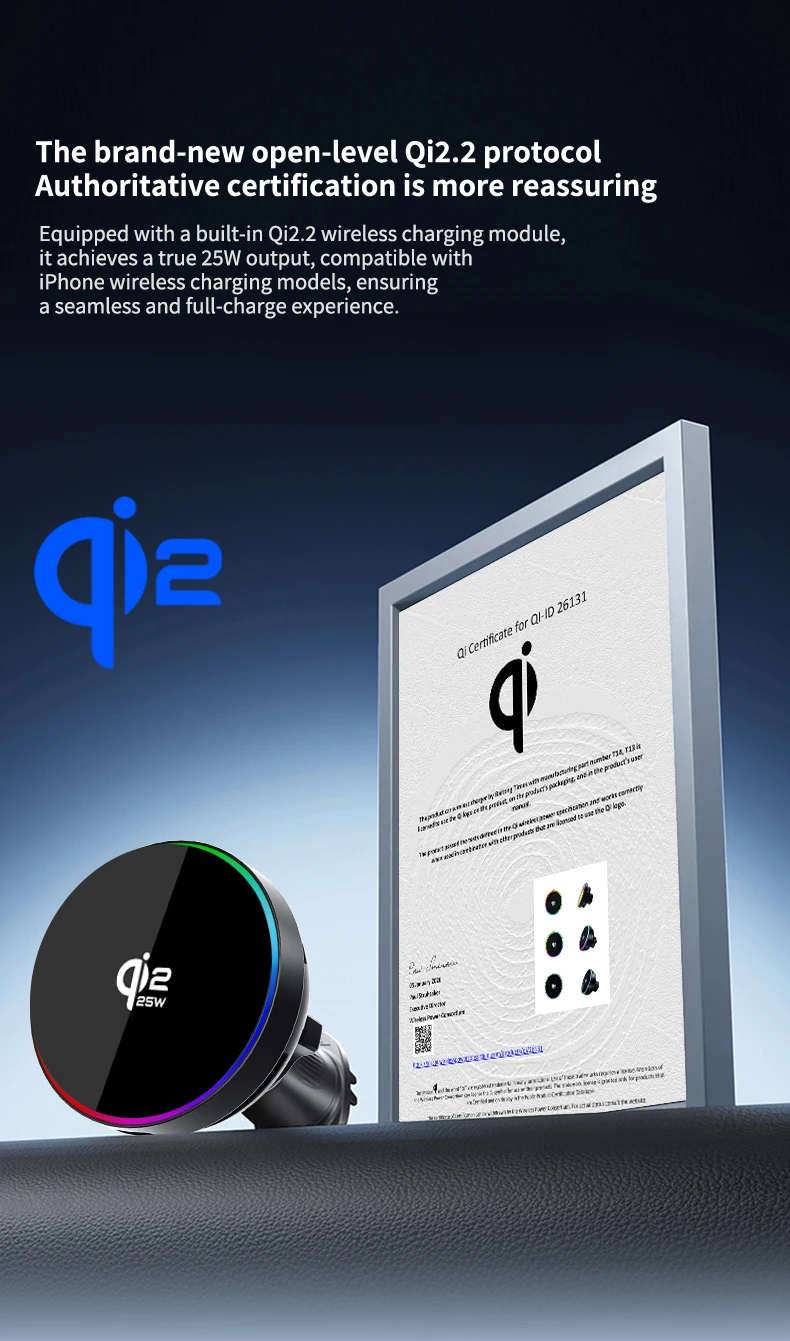 Qi2.2 25W Auto-Handyhalterung Magnetisches Kabelloses Ladegerät Kompatibel mit MagSafe für Tesla Model Y L JUNIPER 3 HIGHLAND 2026 – Detail 12