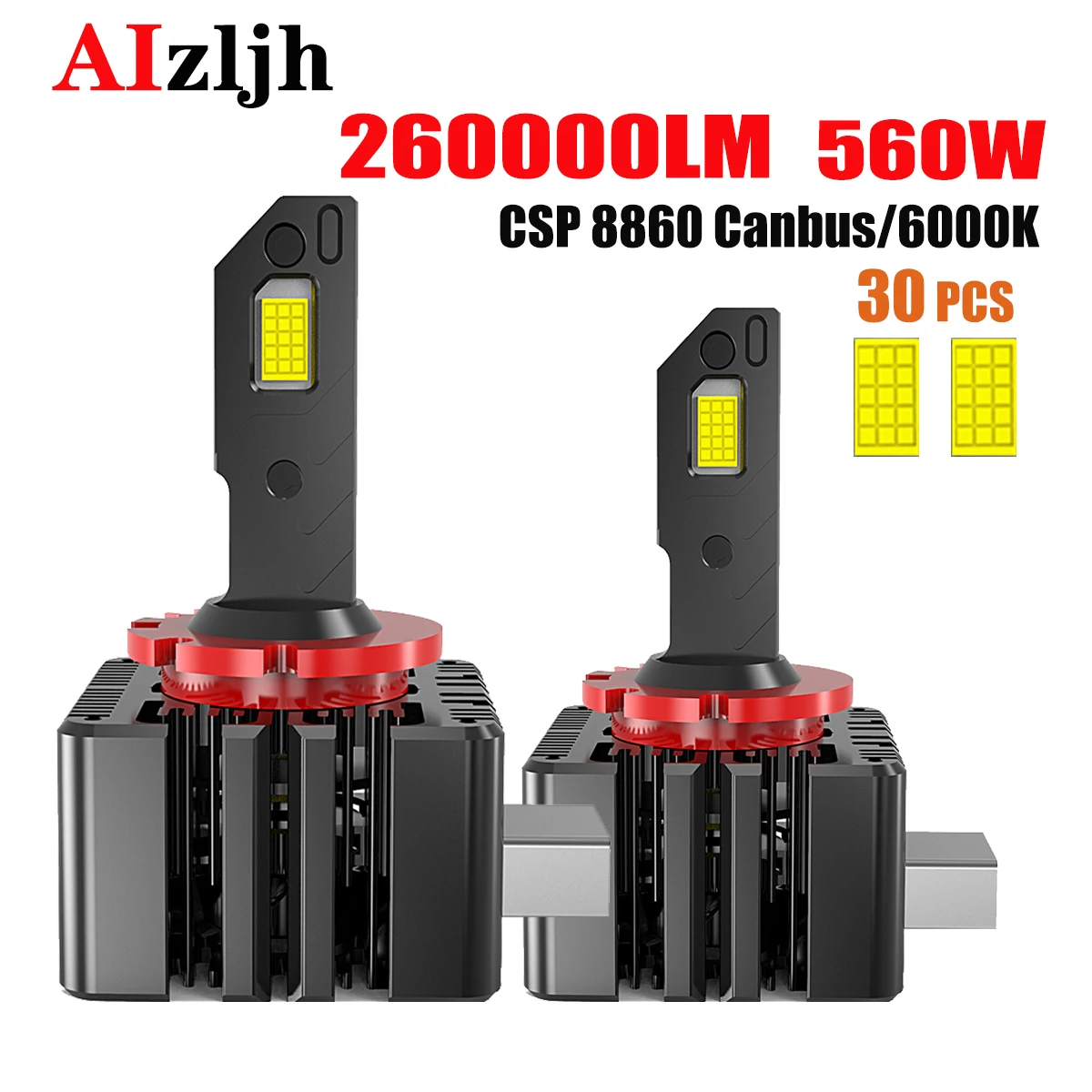 

AIZLJH D1S D2S D3S D4S 260000LM 560W 6000K Car LED Headlight Copper Tube High Bulb Lamps CSP 8860 Canbus Headlamps 12V Lights
