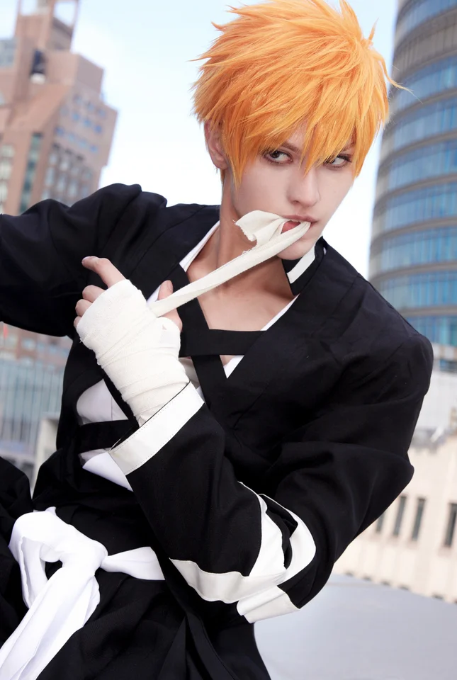 Bleach Anime Kurosaki Ichigo Tensa Zangetsu Cosplay Costume Set