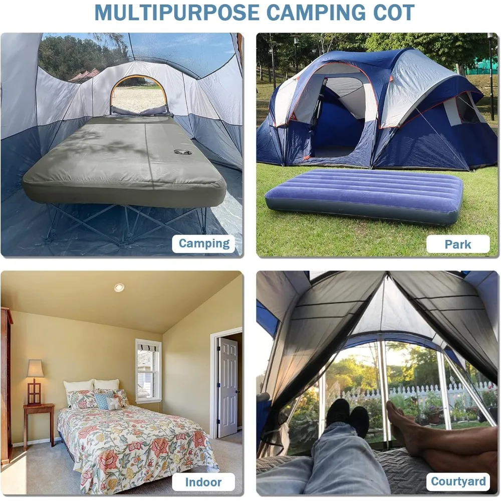 KAMPKEEPER 2 Person Camping Cot,Folding Camping Bed with Inflatable Air Mattress and Carry Bag,for Outdoor Travel Camp Beach