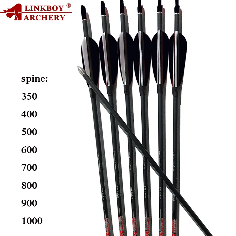 6 flèches carbone pur Linkboy ID4.2mm spine 350-1000 accessoires pêche à l'arc récurvé