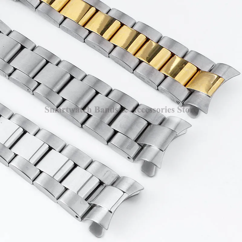 Premium 20mm Stainless Steel Watch Strap with Diving Buckle & Curved End