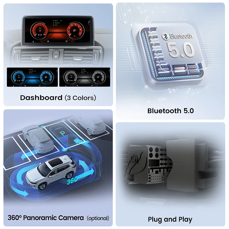 Pantalla multimedia inalámbrica Junsun CarPlay Android Auto para coche, radio para BMW Serie 1 E81 E82 E87 E88 con sistema CCC CIC, pantalla táctil. 4