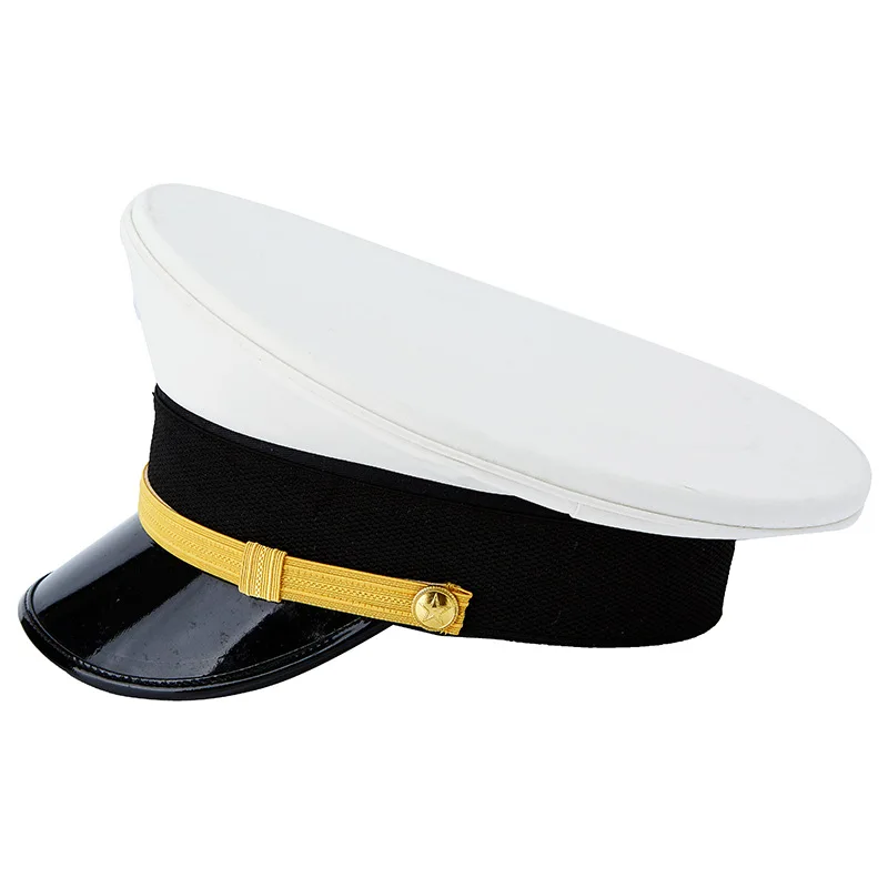 Security Apparel Accessories Guard Hat Cap Men Military Captain Flat Top Stage Hat Women Police Cotton 1 Piece 54-60Cm yacht captain hat women military hat mens hat