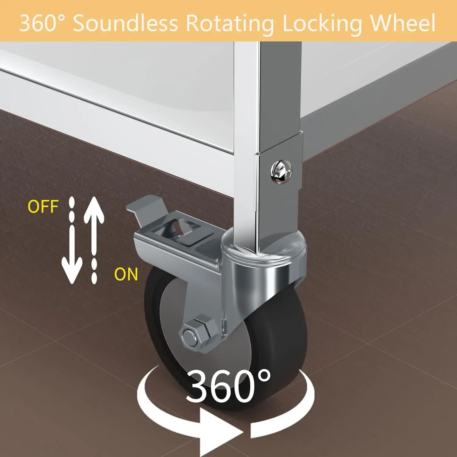 3-Tier Utility Cart with Wheels Kitchen Island Stainless Steel Trolley Serving Cart 300 lbs Capacity Catering Storage Shelf