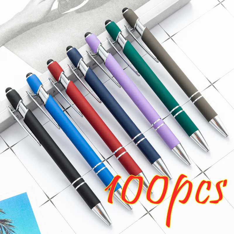 100pcs Metal Ballpoint Pen Touch Screen Pen Custom Logo Text Engraving Office School Advertising Pen Custom Pen Laser Engraving