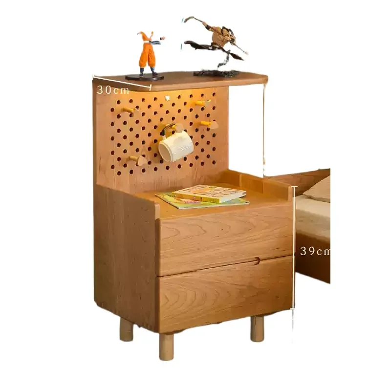 *All Solid Wood Multi-functional Bedside Table Children's Chest Storage Cabinet Children's Room Furniture