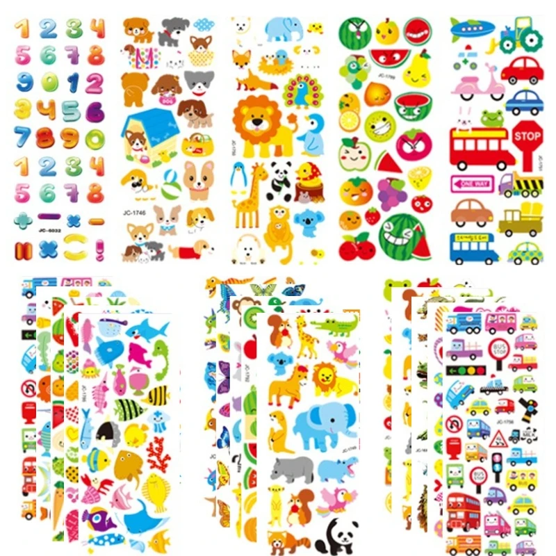 

Cartoon Sticker 3D Sticker Easy Peel Off Scrapbook Stickers 3D Cutting Greeting Card Decor Party Supplies