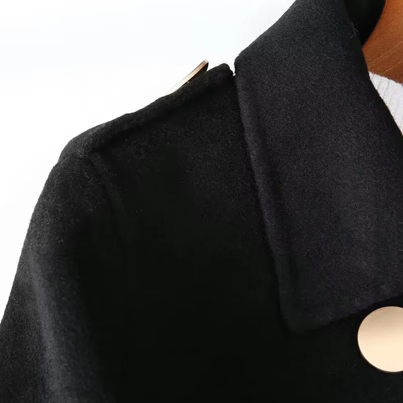 Women's Double-Sided Wool Overcoat, Female Long Overcoat, Below the Knee, Simple Woolen Outwear, Casual Fashion,  Winter, 2024