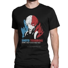 

Novelty Shoto Todoroki Boku My Hero Academia T-Shirts for Men 100% Cotton T Shirt Letters Print Oversized Anime Tees Party Tops